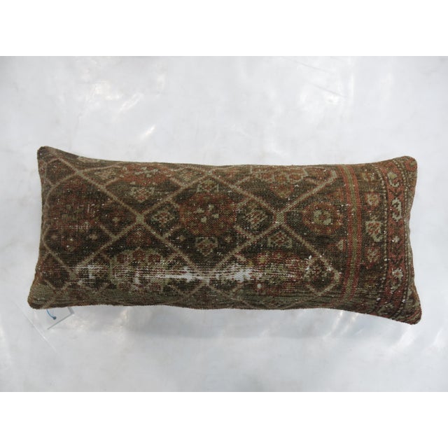 Shabby Antique Persian Bolster Rug Pillow For Sale - Image 4 of 5