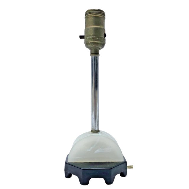Vintage 1930s Art Deco Black & White Slag Glass Lamp — Globe Specialty Co. For Sale - Image 4 of 12
