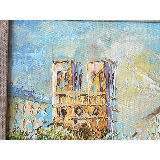 1960s Notre Dame & the Paris Flower Market, Oil on Canvas Depicting, Diana Malian For Sale - Image 5 of 11