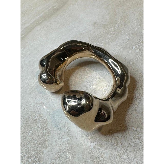 Vintage Boho Margiela Gold Abstract Bangle For Sale - Image 4 of 9