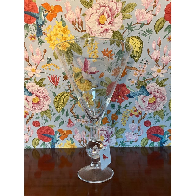 Glass Mid 20th Century Etched Fairy Vase For Sale - Image 7 of 7