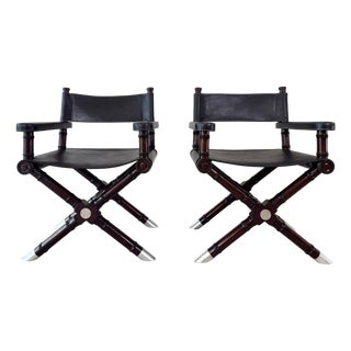 (2) Ralph Lauren Director’s Chairs in Estate Black Leather For Sale