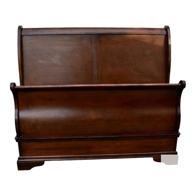Cherry Wood Sleigh Bed Louis Philippe Style Frame Full Size For Sale