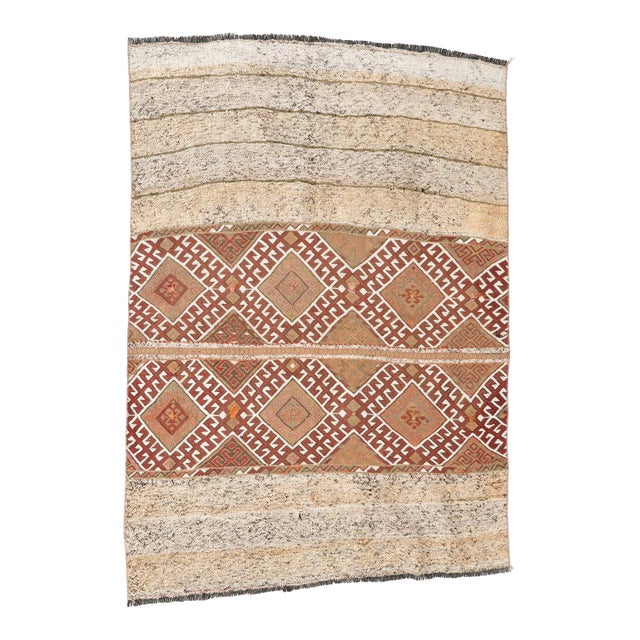 Vintage Turkish Decorative Small Kilim - 3`9″ X 5`0″ For Sale