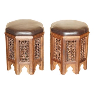 Victorian Aesthetic Movement Carved Ottomans, 19th Century, Set of 2 For Sale