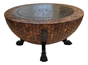 Late 20th Century Kreiss “Nairobi” Coconut Shell & Bronze Drum Cocktail Table