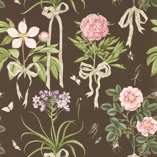 Sanderson Cupid`s Beau Wallpaper in Morel/Mantle - a Sample For Sale