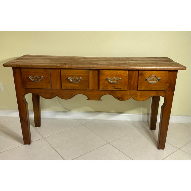 Antique Farmhouse Console Table Handcrafted Rustic Credenza Vintage Country For Sale - Image 14 of 17