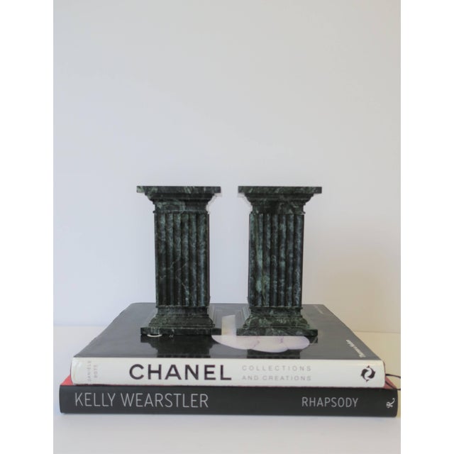Green and White Column Marble Bookends a Pair Chairish