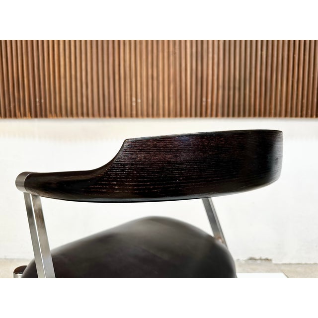 Sculptural Chair in Steel, Wood and Leather, Germany, 1980s For Sale - Image 12 of 18