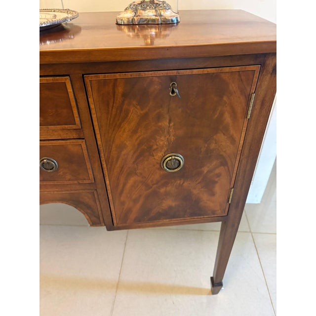 Antique Edwardian Flame Mahogany Bow Front Sideboard, 1900 For Sale - Image 10 of 16