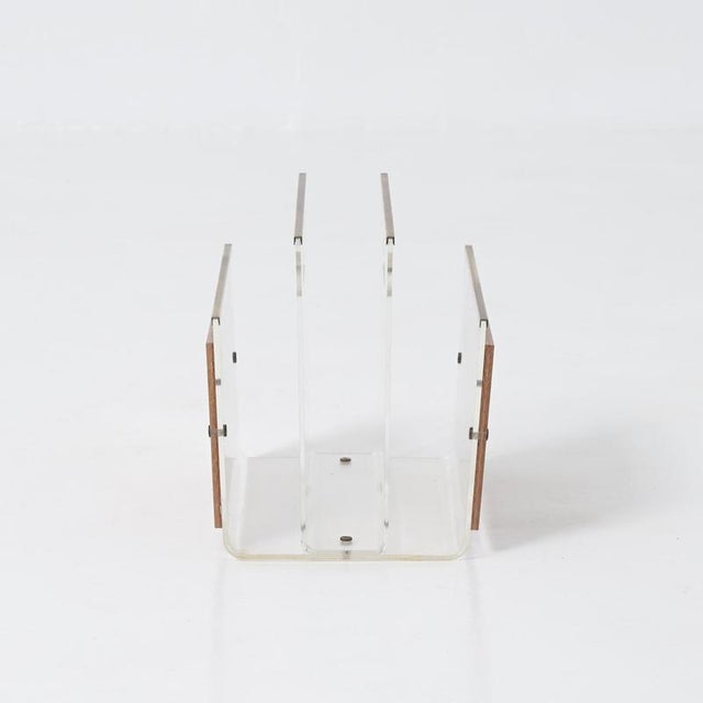 Acrylic Glass and Rattan Magazine Stand, 1970s For Sale - Image 9 of 18