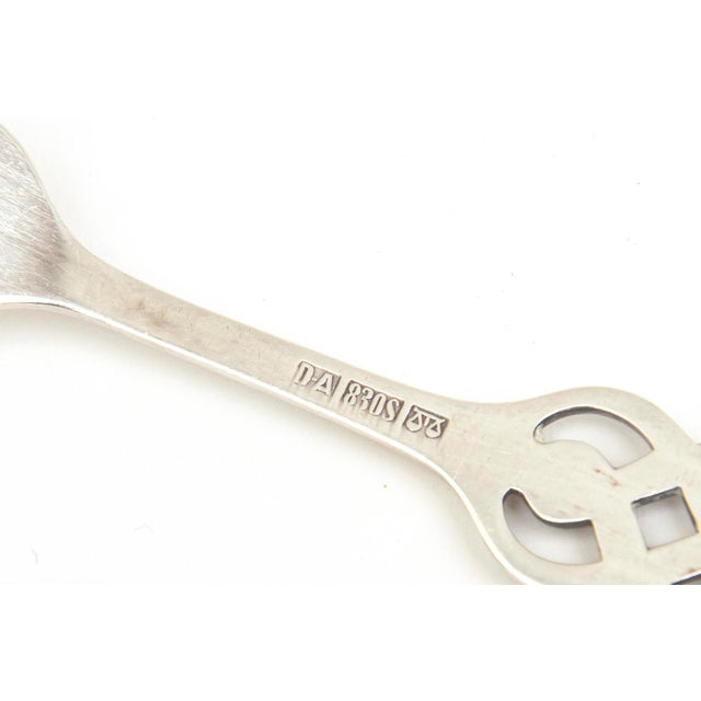 Vintage Sterling Silver Signed David Anderson Danish Serving Pieces Appetizer Fork and Spoon For Sale - Image 10 of 10