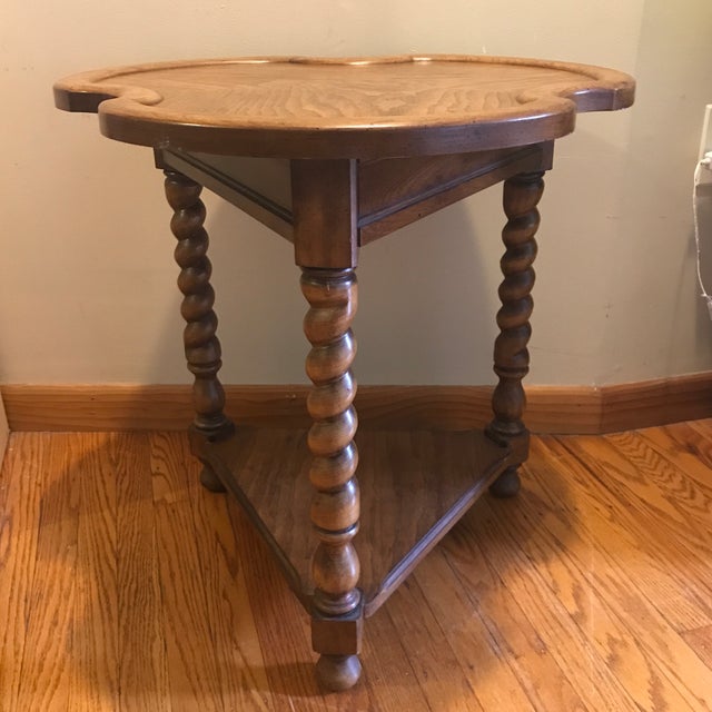 1960s Barley Twist Trefoil Side Table by Brandt Two Tier Oak For Sale - Image 9 of 11