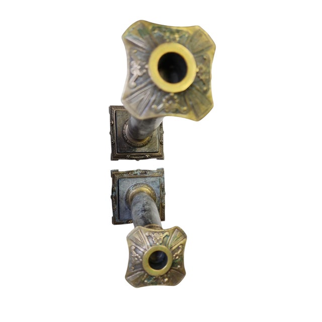 Neoclassical Vintage Pair Marble and Brass Neoclassical Candleholder Columns For Sale - Image 3 of 5