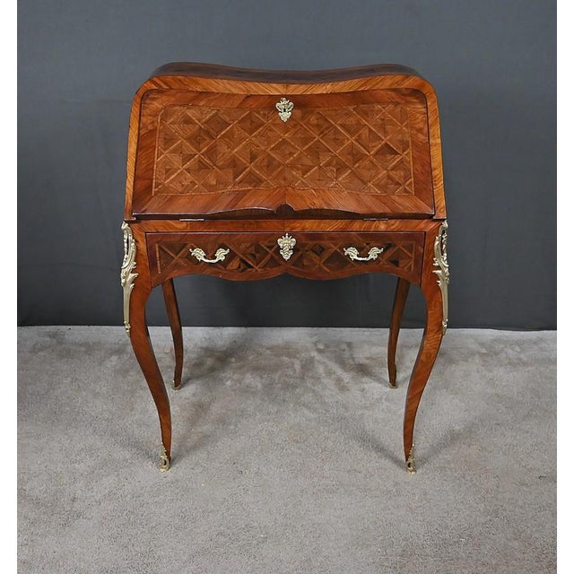 Small Early 20th Century Louis XV Marquetry Ladys Desk For Sale - Image 5 of 18