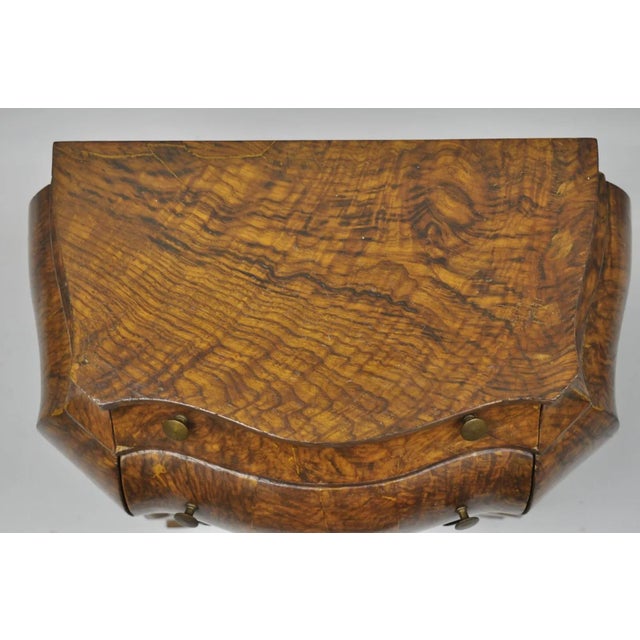 Mid 20th Century Small Italian Jewelry Chest Burl Olive Wood French Louis XV Style Bombe Commode For Sale - Image 5 of 10