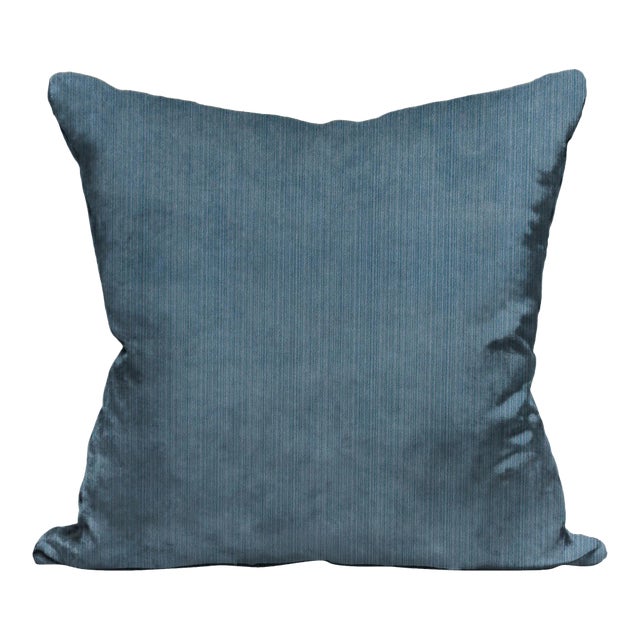 The House of Scalamandré Strie Velvet Pillow, Peacock For Sale