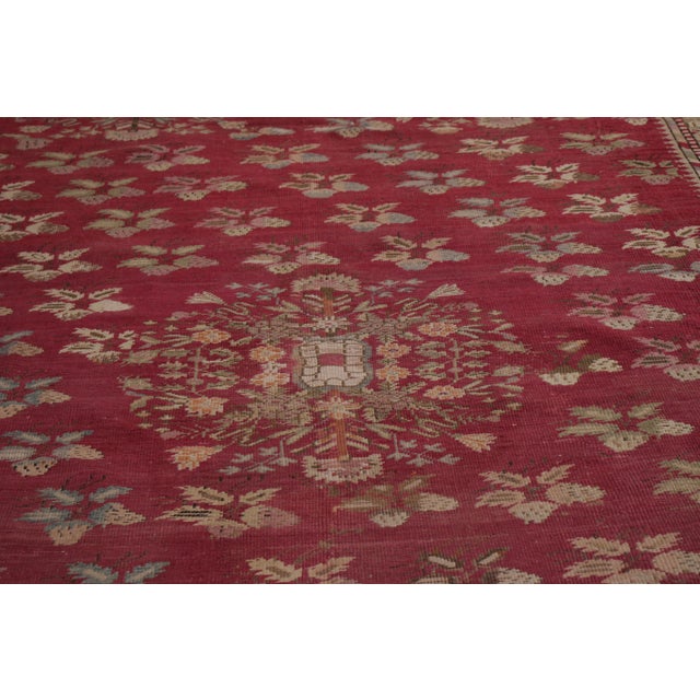 Traditional Hand-Knotted Antique Gordes Rug Red and Beige Floral Pattern For Sale - Image 3 of 6
