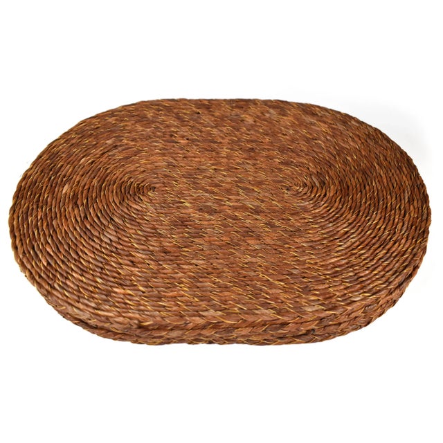 Farmhouse Vintage Hand-Woven Oval Placemat & Round Coaters Set - 8 Pieces For Sale - Image 3 of 9