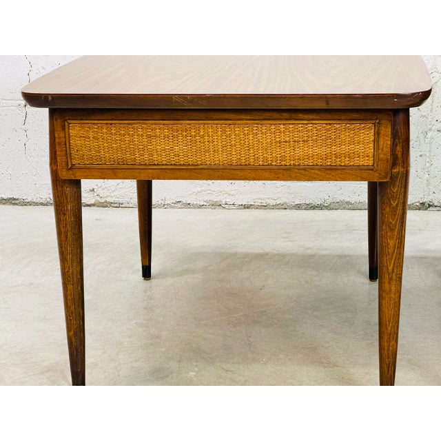 Mid-Century Modern Vintage 1960s Wicker Front Side Tables, Pair For Sale - Image 3 of 11