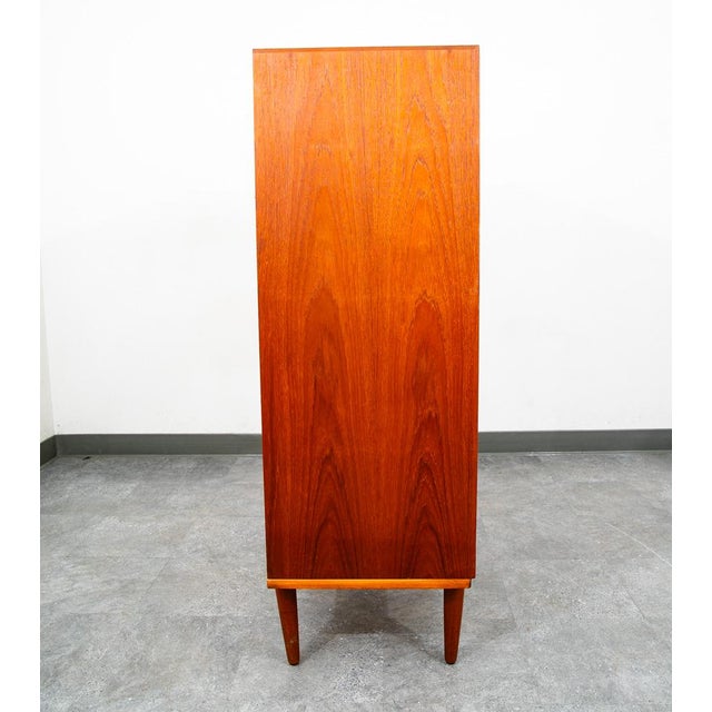 Mid-Century Modern Mid Century Danish Cabinet Highboy Solid Teak Denmark Drawer Sliding Doors Shelf For Sale - Image 3 of 12