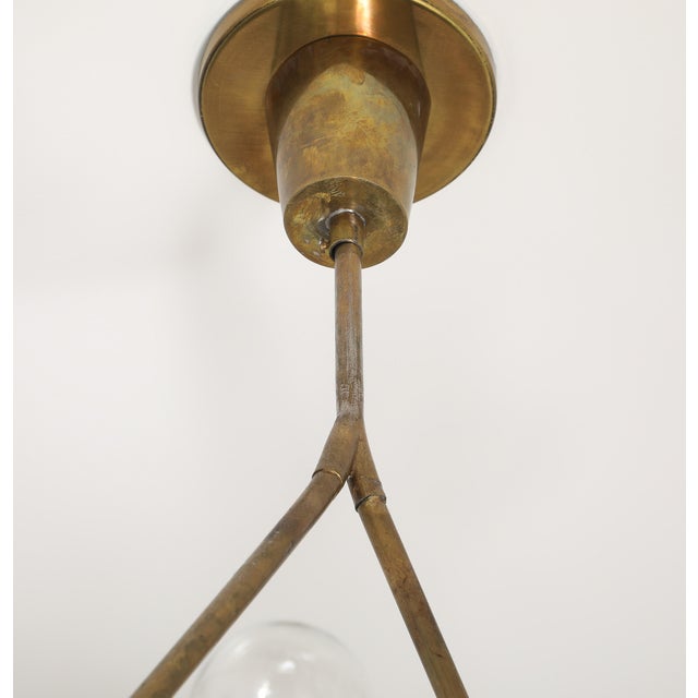 1930s Italian Art Deco Brass and Glass 8-Light Pendant For Sale - Image 13 of 15