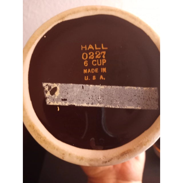 This is a VTG Hall USA Teapot Albany 0227 Burgundy with Gold Trim 6 Cup. Procured at an estate auction BOX 1