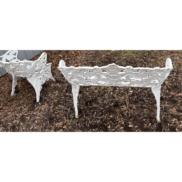 Art Nouveau Antique Fern and Berry Cast Iron Bench and Chair, 2 Pieces For Sale - Image 3 of 8