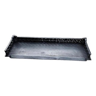 Victorian Cast Iron Pierced Fireplace Fender with Hearth Tray, 1890 For Sale