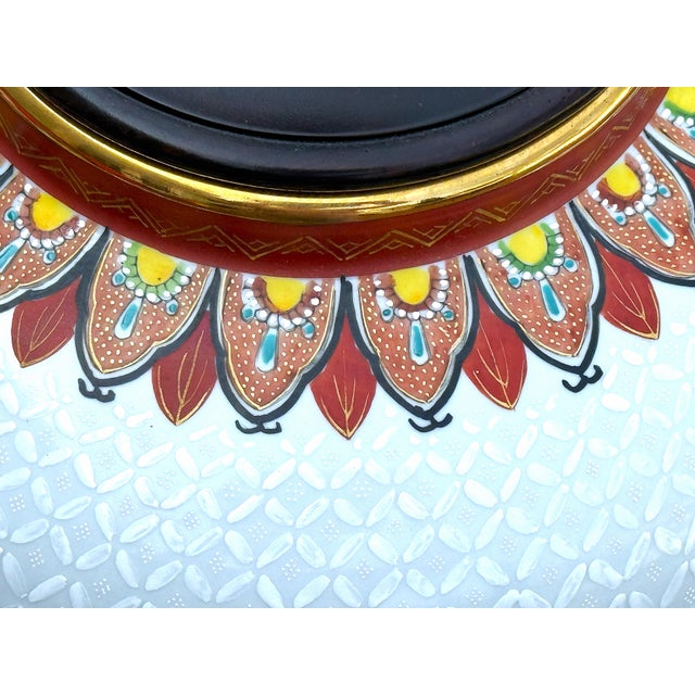 Wood Wildwood Mid‑Century Ceramic Lamp With Carved Wood Base, Hand‑Painted For Sale - Image 7 of 14