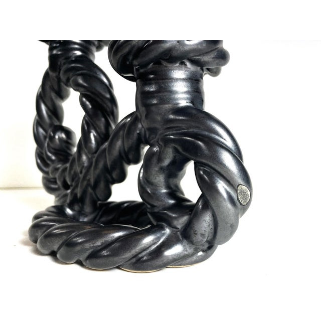 Ceramic Pair of Twisted Rope Ceramic Two Light Vallauris Candlesticks For Sale - Image 7 of 11