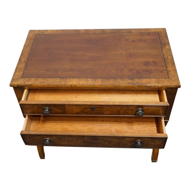 Early 21st Century Ethan Allen Townhouse Collection Italian Neoclassical Tuscan Style Burled Wood 32" Two Drawer Accent Chest 30-5206 For Sale - Image 5 of 13