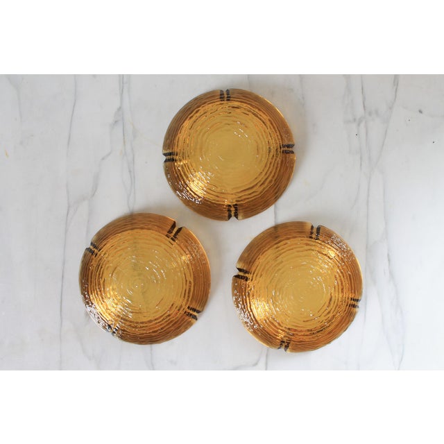 Mid 20th Century Mid-Century Amber Glass Ashtrays S/3 For Sale - Image 5 of 7