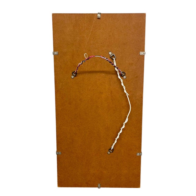 Vintage Mid-Century Modern Rectangular Mirror With Beveled Edge and Metal Clips For Sale - Image 10 of 10