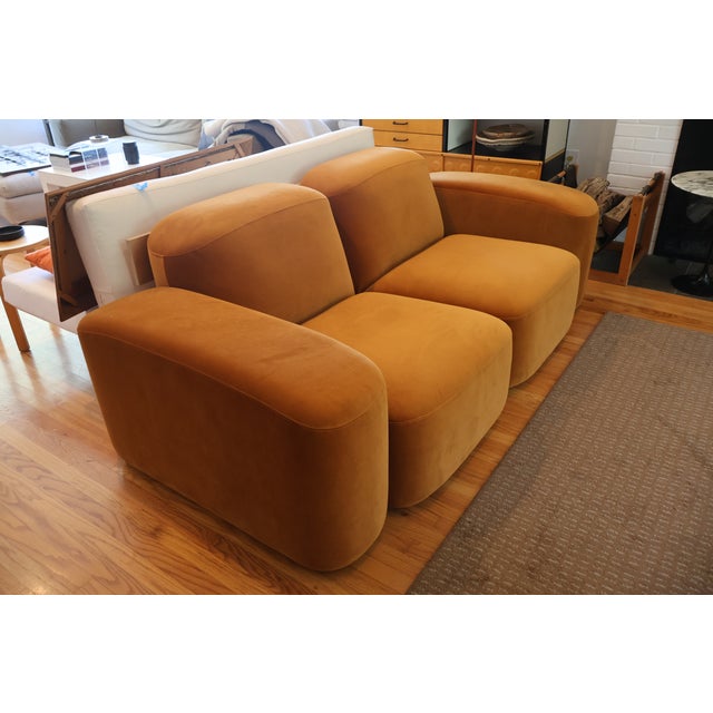 Contemporary Sarah Ellison "Muse" 4-Piece Modular Sofa, Cognac Velvet For Sale - Image 3 of 12