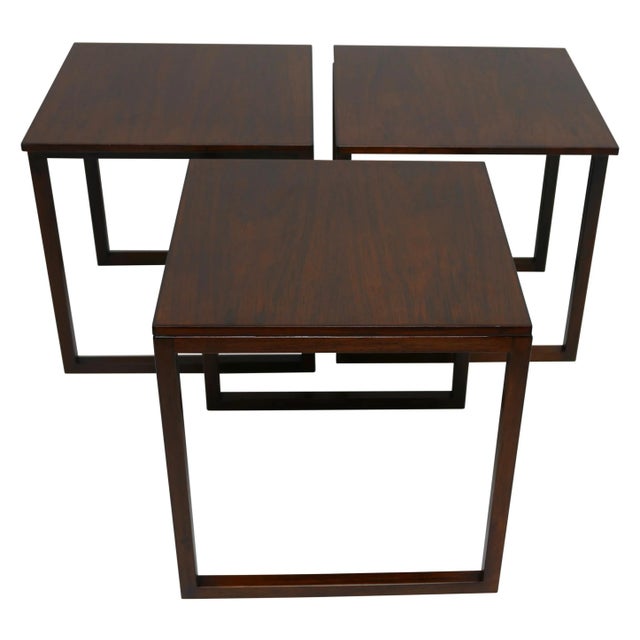 Wood Midcentury Danish Modern Rosewood Nesting Tables - Set of 3 For Sale - Image 7 of 9