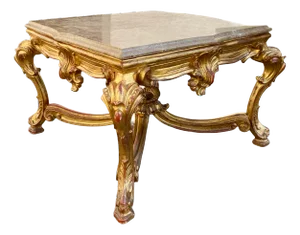 Louis XVI Style Gilded Wood Center Table, 1890s