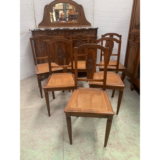Art Deco Dining Room Set in Finely Carved Walnut, Set of 9 For Sale - Image 14 of 18