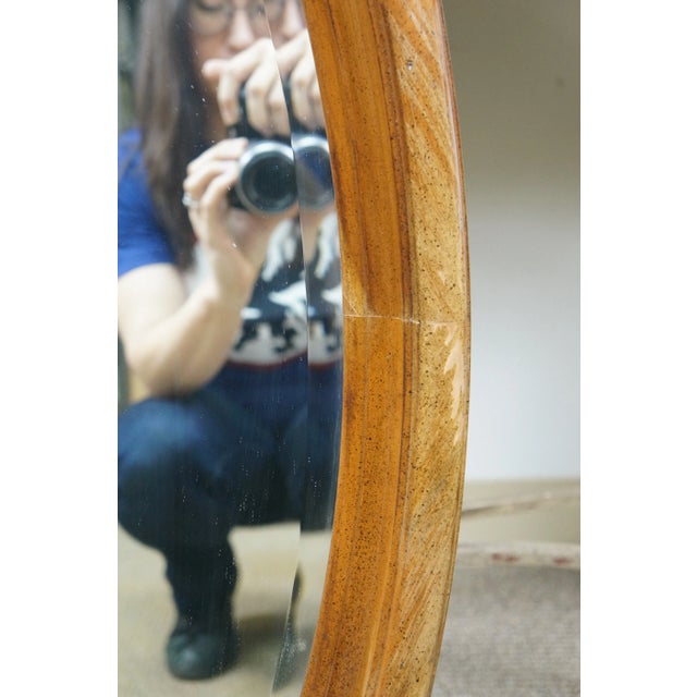 Late 20th Century Queen Anne Beveled Oval Cherry Bathroom Wall Vanity Mirror For Sale - Image 9 of 10