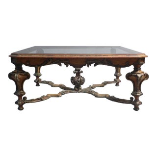 Late 19th Century Venetian Silver Gilt Carved Wood Coffee Table For Sale