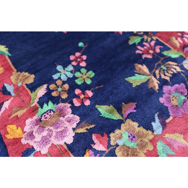 1920s Chinese Deco Rug | Vintage Chinese Art Deco Rug | Floral Deco Rug For Sale - Image 10 of 10