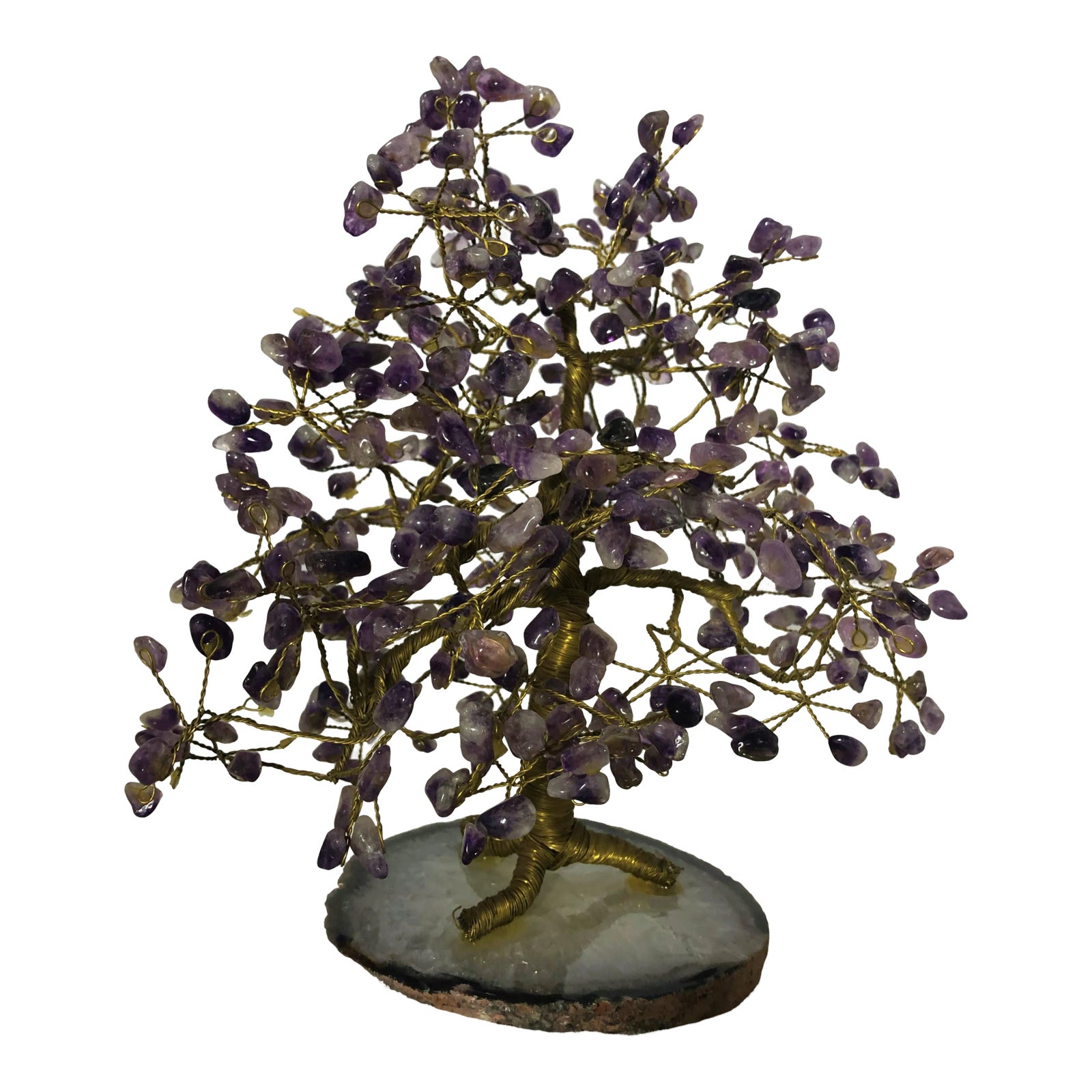 Vintage Amethyst Tree on Agate Base Tree of Life With Copper Trunk and ...