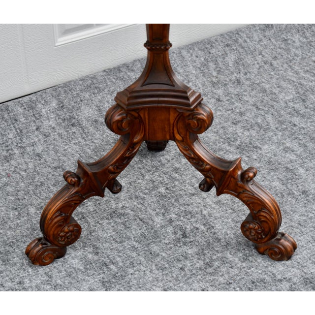 Wood Vintage Black Forest Walnut Tilt Top Table Marquetry Wood Inlay For Sale - Image 7 of 18