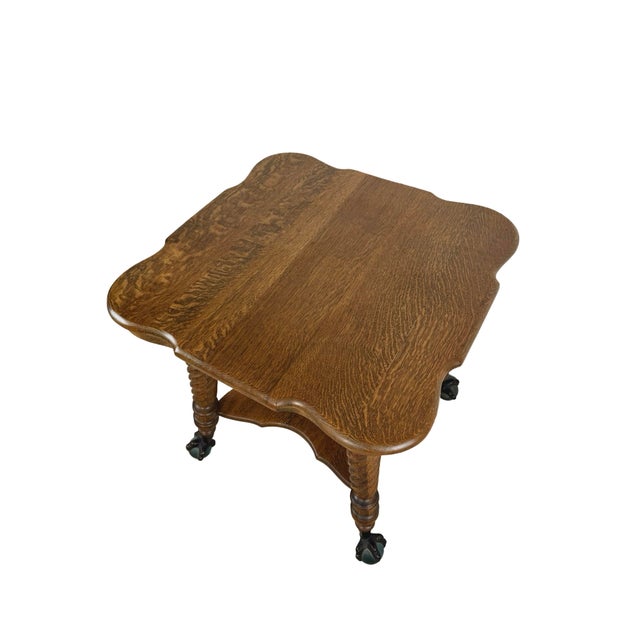 Early 20th Century Tiger Oak Barley Twist Table With Glass Ball & Claw Feet For Sale - Image 4 of 17