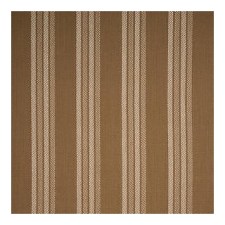 Schumacher Nor Stripe Fabric In Ochre For Sale