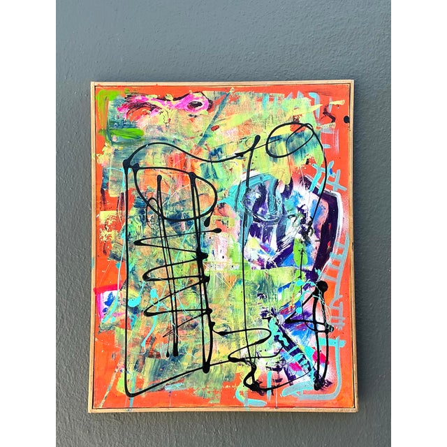 Vintage Aboriginal Abstract Oil on Canvas For Sale - Image 11 of 12