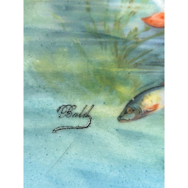Mid 20th Century Mid 20th Century Limoges Handpainted and Signed Game Fish Porcelain Plates Set of 2 For Sale - Image 5 of 12