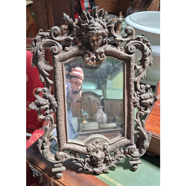 Antique Neo-Renaissance Style Bronze Table Mirror, 1800s For Sale - Image 5 of 7