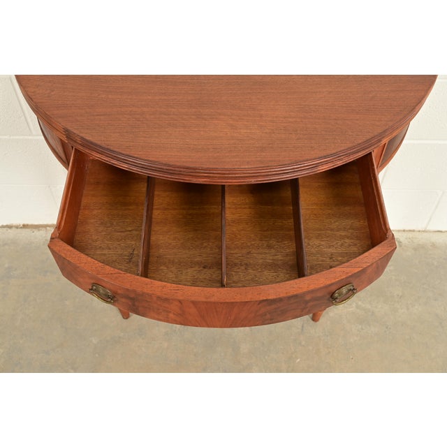 Baker Furniture Style Antique Federal Flame Mahogany Flip Top Demilune Console Game Table, Circa 1920s For Sale In South Bend - Image 6 of 14